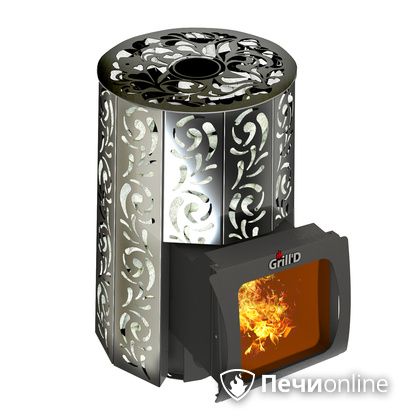 Дровяная печь-каменка GrillD Violet window short Max Жадеит 80 в Саранске