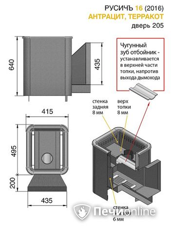 Дровяные печи-каменки Везувий Русичъ Антрацит 16 (205) 2016 в Саранске