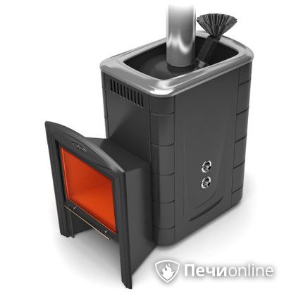 Дровяная банная печь TMF Гейзер 2014 Carbon Витра с теплообменником антрацит в Саранске