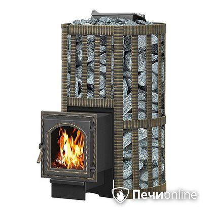 Дровяная банная печь Везувий Ураган Ковка 22 (270) с закрытой каменкой чугун в Саранске