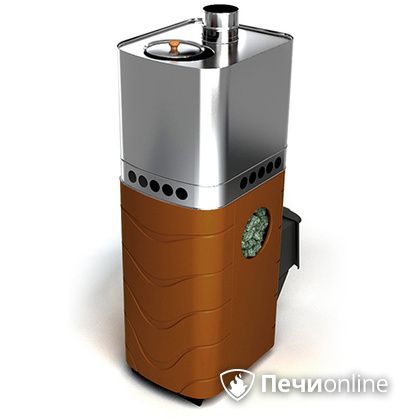 Дровяная банная печь TMF Бирюса 2013 Carbon терракота с закрытой каменкой в Саранске